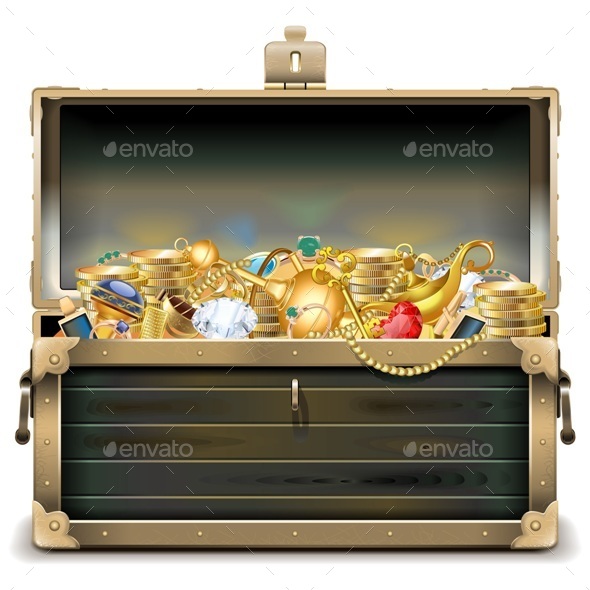 Vector Old Wooden Chest with Gold - Miscellaneous Vectors