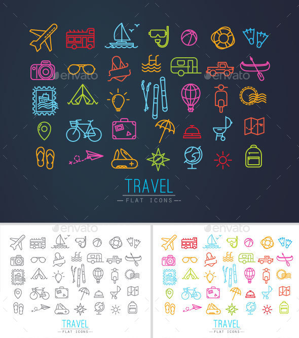 Flat Travel Icons - Seasonal Icons