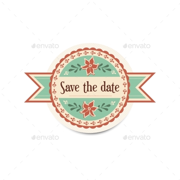 Wedding Retro Badge With Ribbons In Vintage Style - Weddings Seasons/Holidays