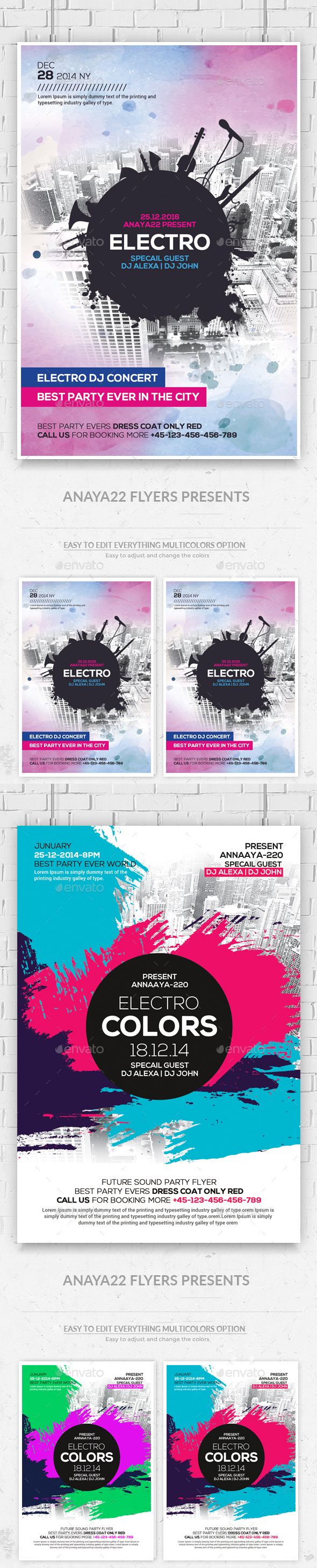 Modern Electro City Flyers Bundle - Clubs & Parties Events