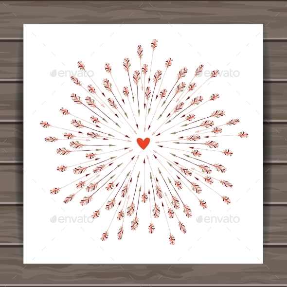Valentines Day Cards With Heart And Arrows - Valentines Seasons/Holidays