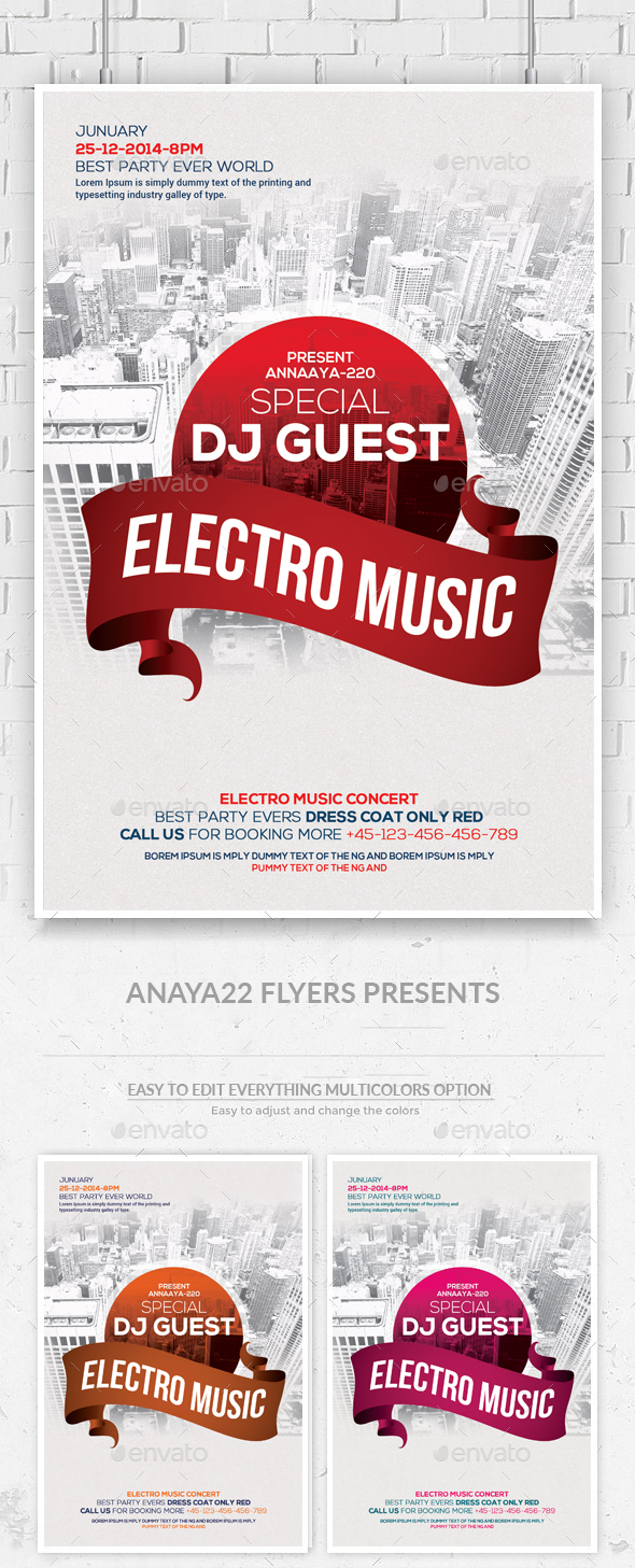 Electro Music Flyer Psd Template - Clubs & Parties Events