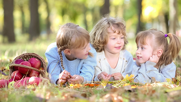 Children In Autumn Park
