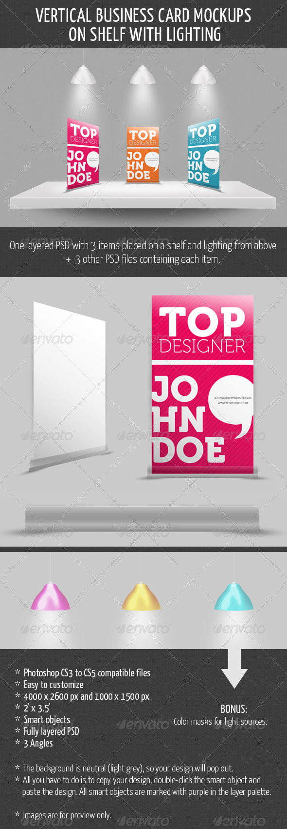 Vertical Business Card Mockup on Shelf - Business Cards Print