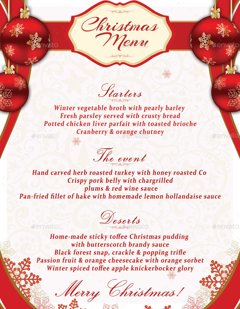 Christmas Menu Template by oloreon | GraphicRiver