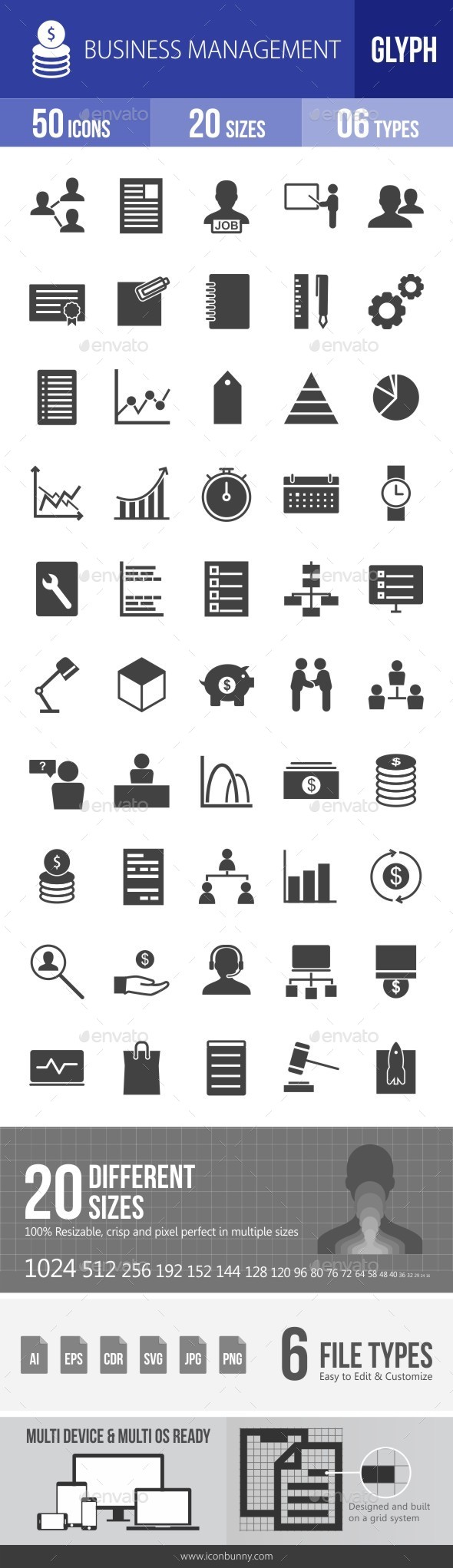 Business Management Glyph Icons - Icons