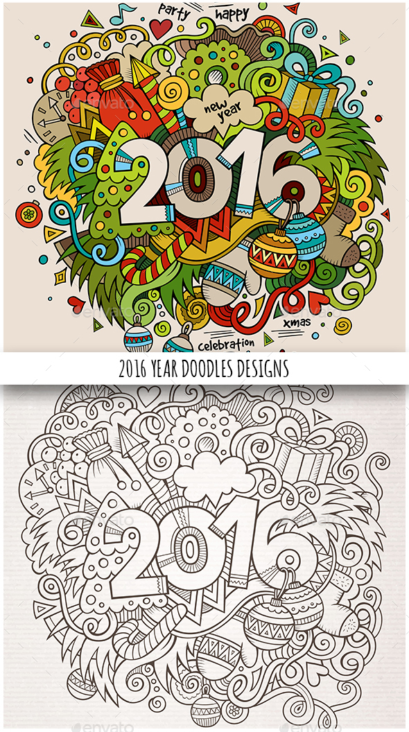 2016 Year Doodles Designs - New Year Seasons/Holidays