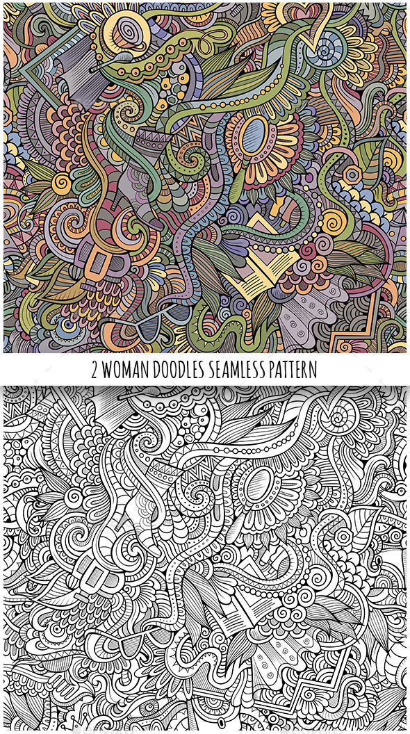 2 Doodles Seamless Fashion Patterns - Commercial / Shopping Conceptual