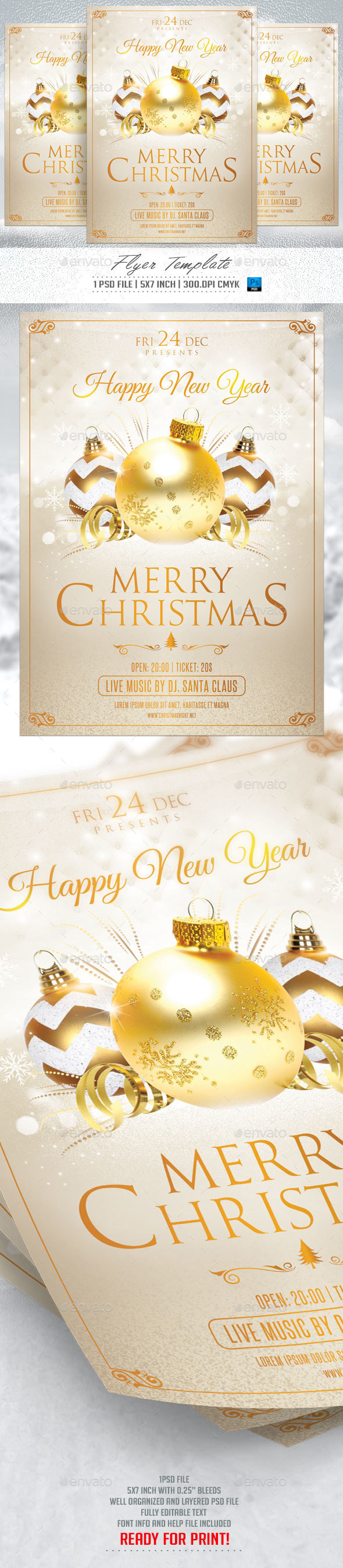 Merry Christmas Flyer Template v.3 - Flyers Print Templates