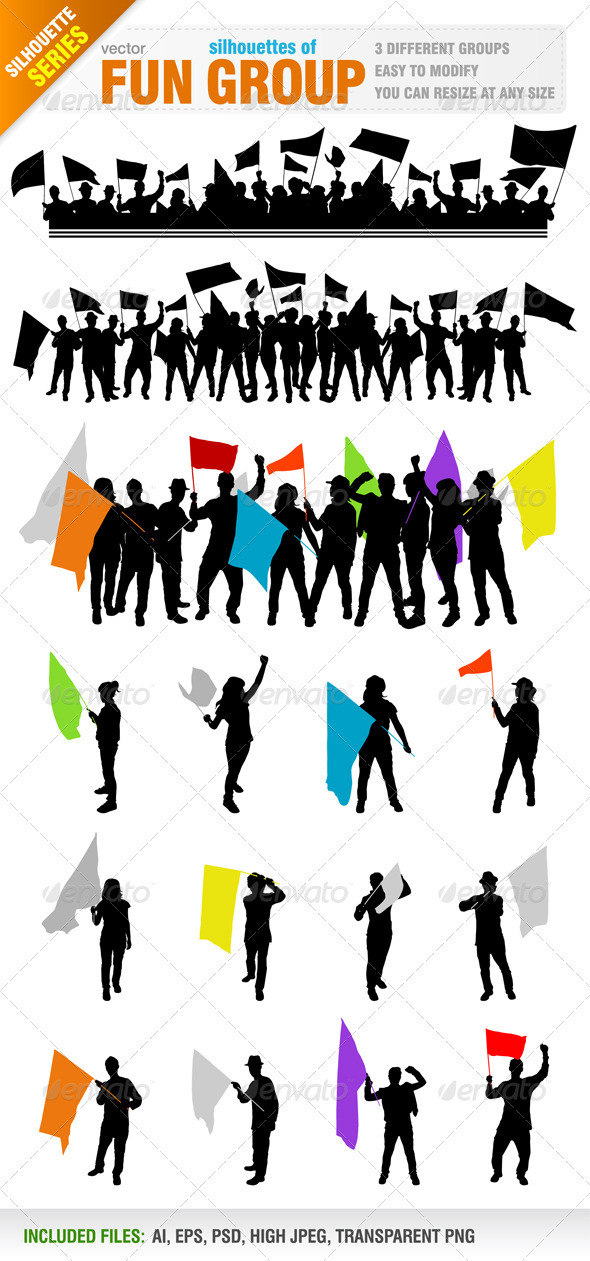 Fun Group Silhouettes - People Characters