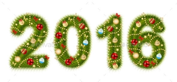Christmas 2016 Alphabet Number Vector Illustration - Objects Vectors