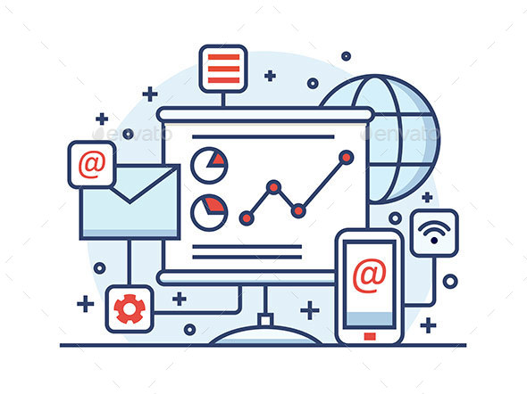 Internet Marketing Line Style - Web Technology