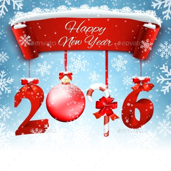 New Years Background With Gift. - Seasons/Holidays Conceptual
