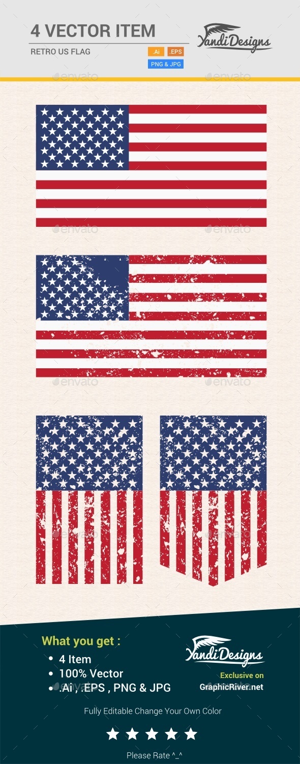 Retro US Flag - Man-made Objects Objects