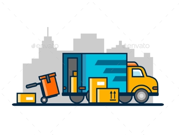 Unloading Loading Truck - Backgrounds Decorative