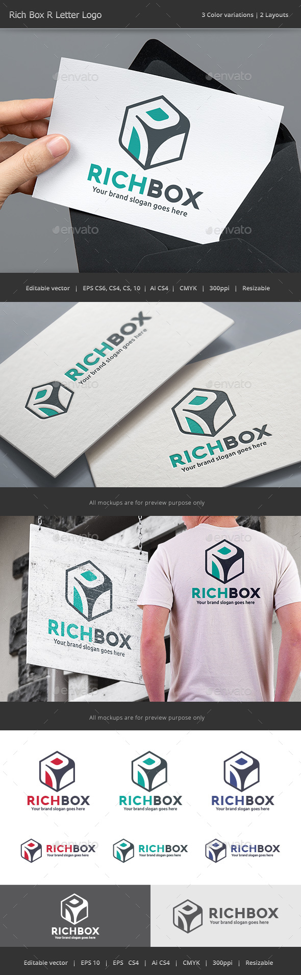 Rich Box Letter R Logo - Vector Abstract