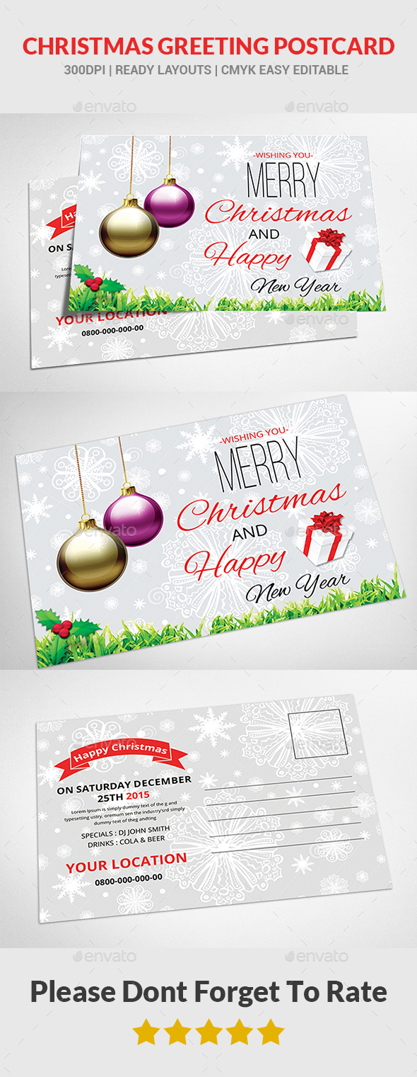 Christmas Greeting Postcard - Cards & Invites Print Templates
