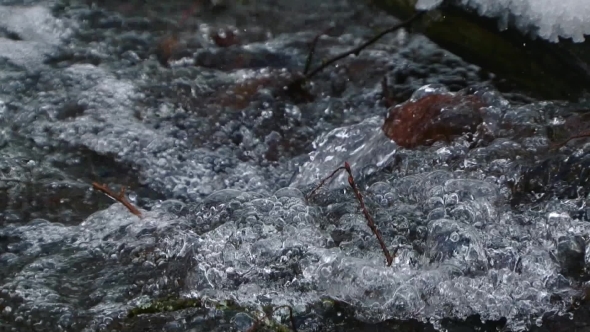 Fast Flowing Water Of A Mountain Stream
