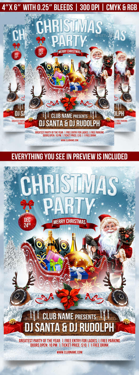 Merry Christmas Flyer Template - Clubs & Parties Events