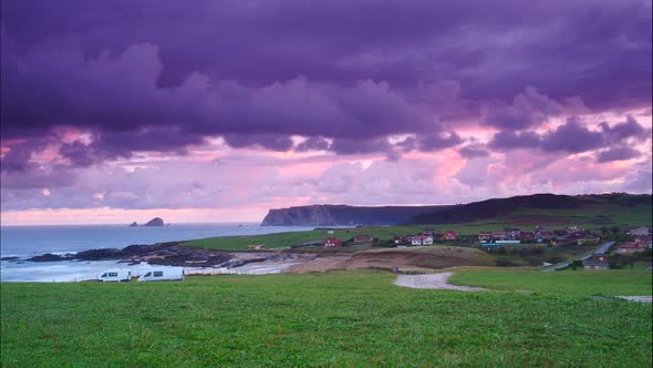 Asturias Coast and Cape Penas, Spain. Timelapse alt