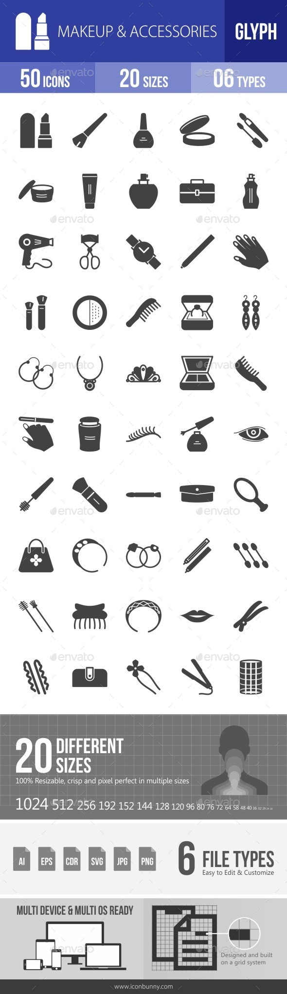 Makeup & Accessories Glyph Icons - Icons