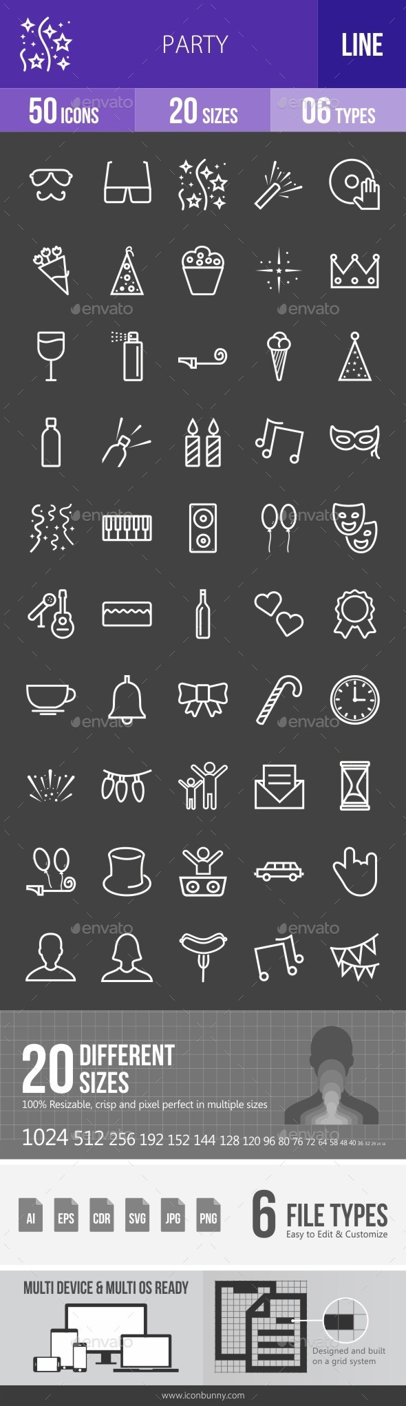 Party Line Inverted Icons - Icons