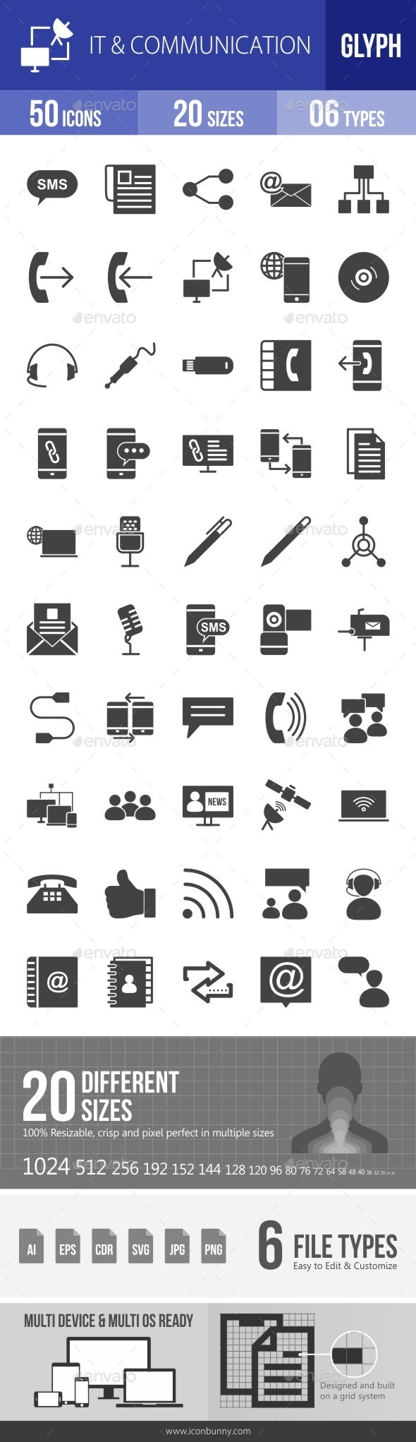 IT & Communication Glyph Icons - Icons
