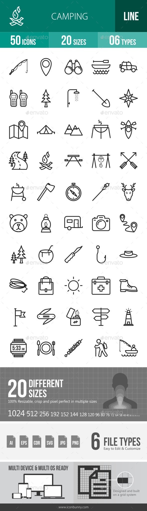 Camping Line Icons - Icons