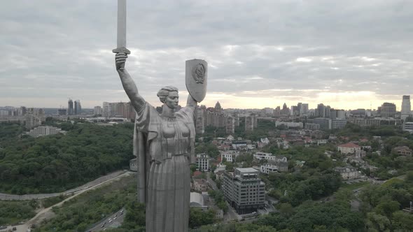 Beautiful View of a Massive Steel Monument of Motherland in Kyiv Ukraine alt