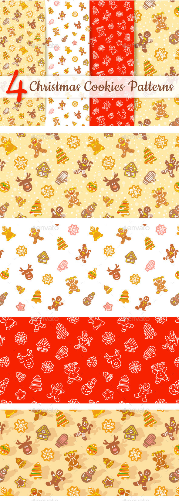 Christmas Cookies Seamless Background Patterns - Christmas Seasons/Holidays