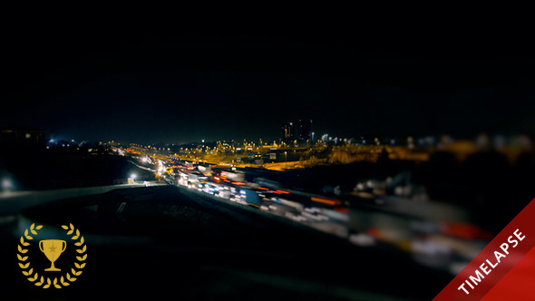 Busy City and Fast Traffic in the Night