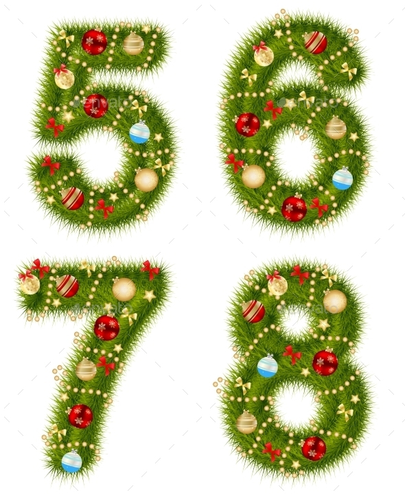Christmas and New Year Numbers - Decorative Symbols Decorative