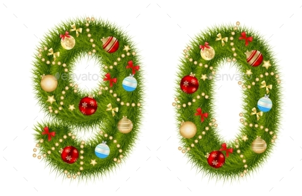 Christmas and New Year Numbers - Decorative Symbols Decorative