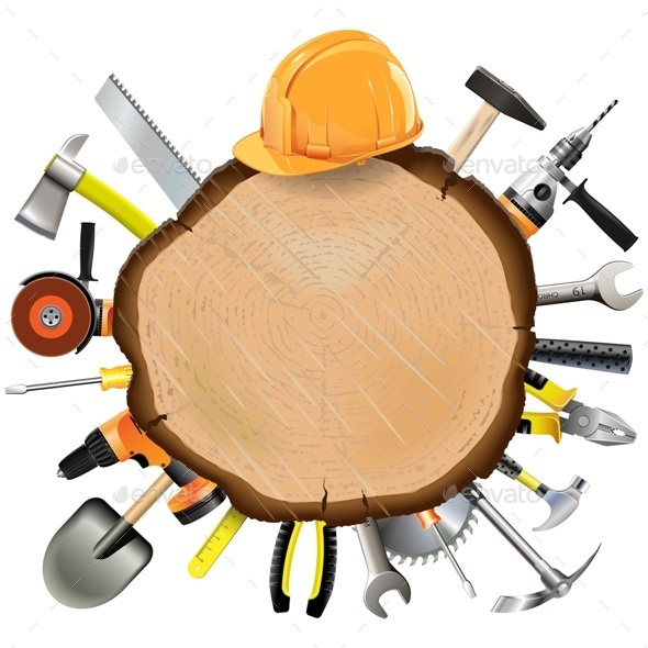 Construction Wooden Board with Tools - Industries Business