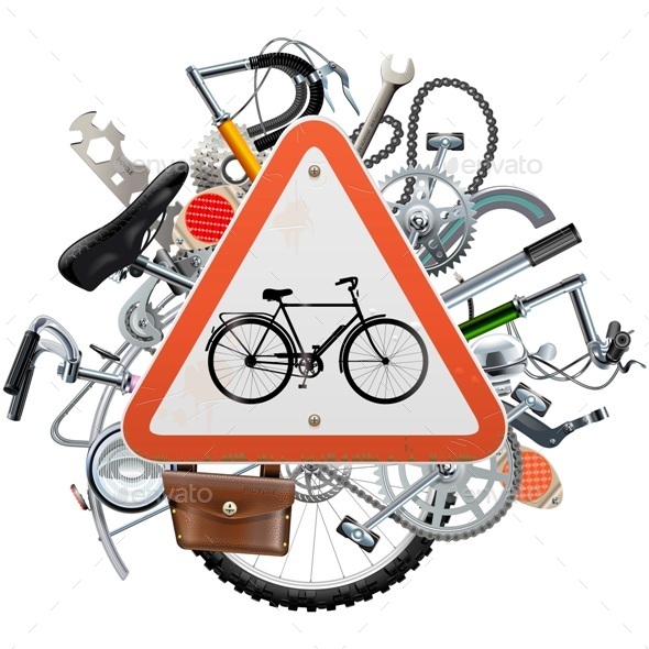 Bicycle Spares Concept with Triangle Sign - Sports/Activity Conceptual