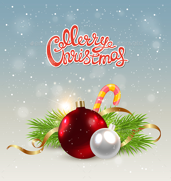 Red Decoration and Candy Cane - Christmas Seasons/Holidays