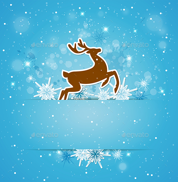 Background with Deer and Snowflakes - Christmas Seasons/Holidays