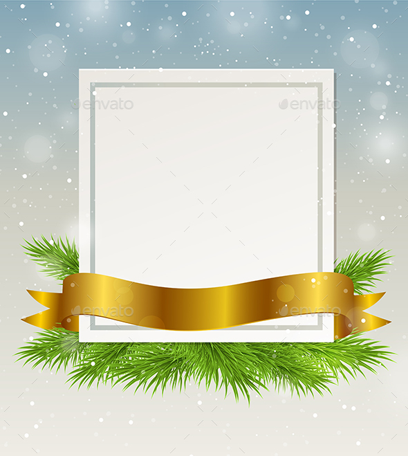 Decorative Frame with Golden Ribbon - Christmas Seasons/Holidays
