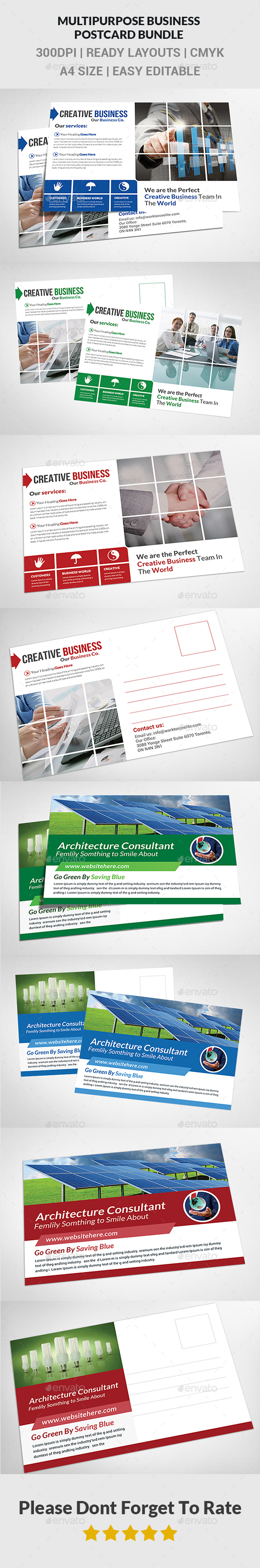 Multipurpose Business Postcard Bundle - Cards & Invites Print Templates
