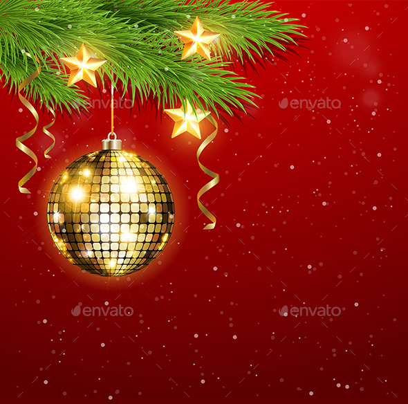 Shining Golden Decorations and Stars - Christmas Seasons/Holidays