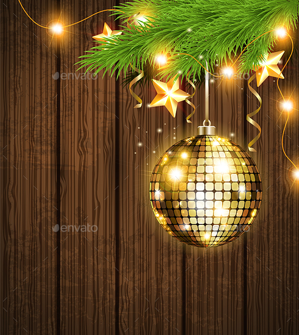 Shining Golden Decoration and Garland - Christmas Seasons/Holidays