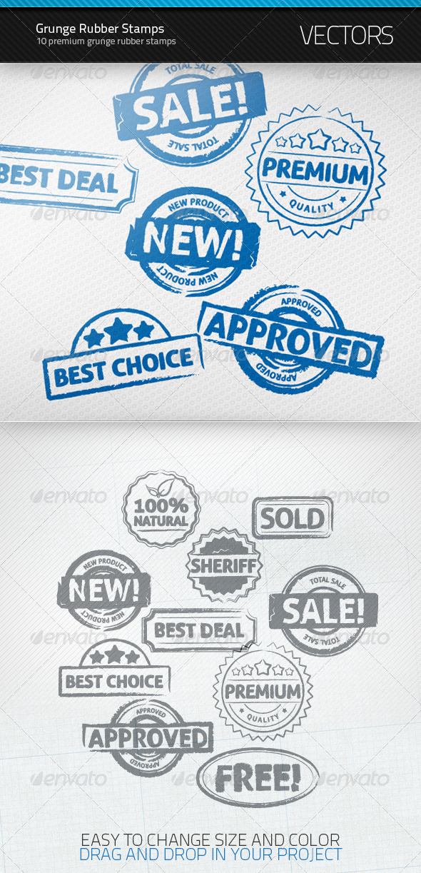 Grunge Rubber Stamps - Decorative Symbols Decorative