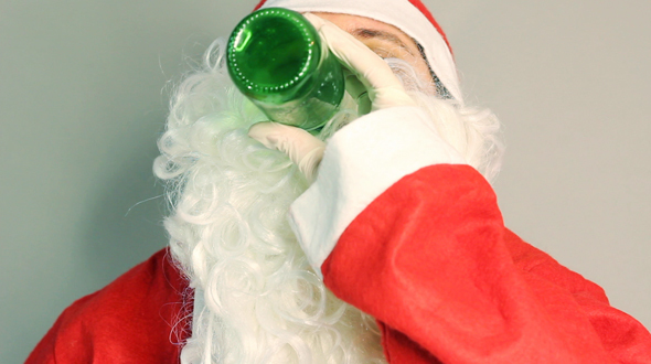 Drunken Santa Claus Drinking Beer