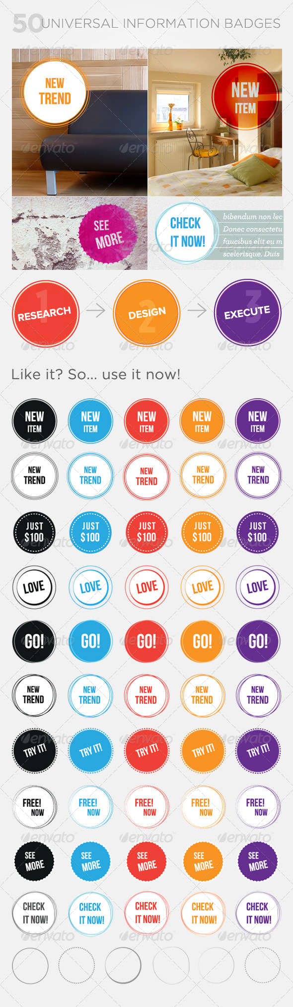 Universal Information Badges - Decorative Vectors
