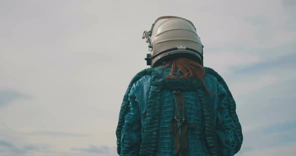 Astronaut Female Wearing Space Suit