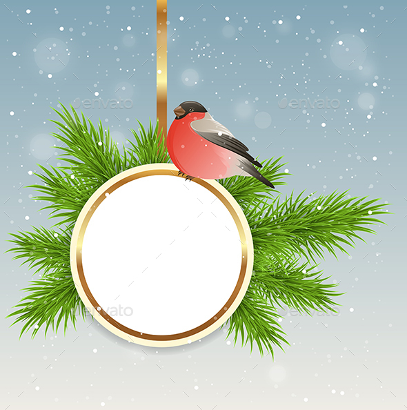 Christmas Background with Round Banner - Christmas Seasons/Holidays