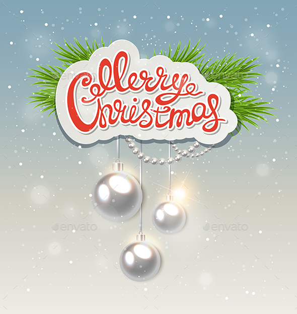 Greeting Inscription and Silver Decorations - Christmas Seasons/Holidays