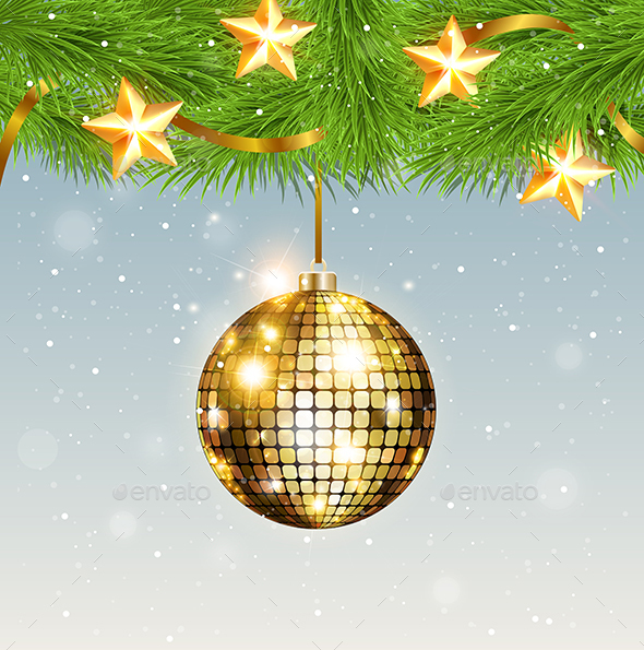 Shining Golden Decoration and Stars - Christmas Seasons/Holidays