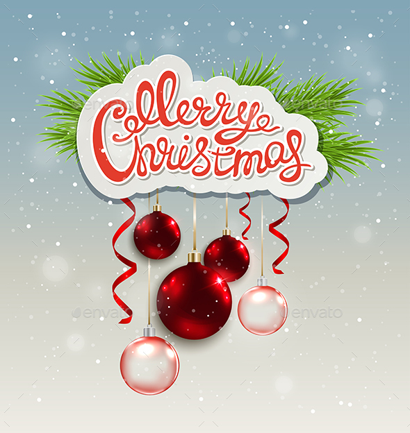 Christmas Background with Greeting Inscription - Christmas Seasons/Holidays
