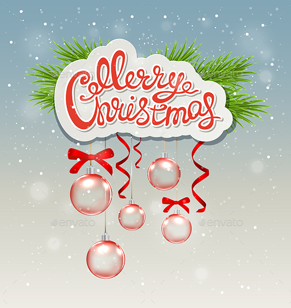 Greeting Inscription and Red Decorations - Christmas Seasons/Holidays